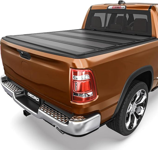 OEDRO Hard Quad-Fold Low-Profile Tonneau Cover Fit for Dodge Ram 1500 2009-2018, for Ram 1500 Classic 2019-2024 with 5.7ft Bed Without Rambox
