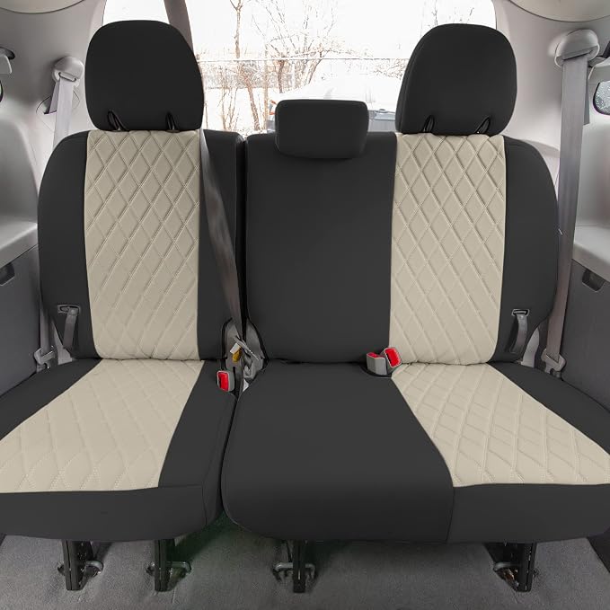 FH Group Custom Fit Car Seat Covers Specifically Made for 2011-2020 Toyota Sienna 7 Seater with Ultraflex Neoprene Water Resistant Automotive Seat Covers - Full Set Beige