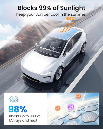 REEVAA 2026 Upgraded Tesla Model Y New (Juniper) Sunshade Roof [No Gaps, No-Sagging] Model Y Accessories Heat Insulation Foldable Glass Sunroof Cover for Model Y Juniper 2025-2026, 2PCS, Gray