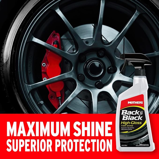 Mothers Back-to-Black High-Gloss Tire Shine, 24 oz. — Maximum Shine, Wet-Look, Long-Lasting Protective Barrier, Superior Durability, Striking Finish, Surface Care Technology (06924)
