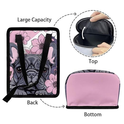 Talayituse French Bulldog Cherry Blossom Print Car Trash Can with Lid, Leak Proof Auto Trash Bag Hanging Vehicle Garbage Can Multipurpose Storage Container for Back Seat Road Trip