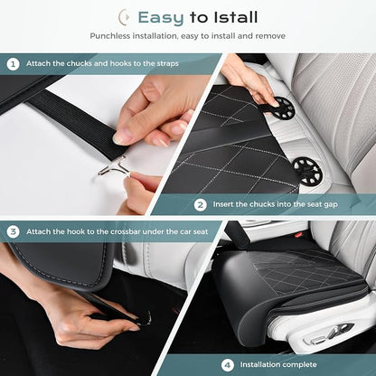 Coverado Car Seat Extender Leg Support, Leather Leg Extension Pad Car Seat Cushions, Waterproof Leg Extender Cushion for Long Driving, Car Leg Support Pad Universal Fit for Diver Seat (Update, Black)