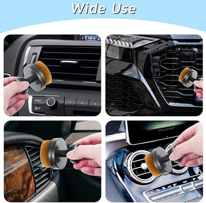 2 PCS Car Tire Shine Applicator Brush, Auto Tire Detail Brushs, Portable Car Tire Brush with Seal Cover Design, High Density Soft Shine Applicator Brushs, for Auto Detailing Cleaning (Brown)