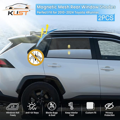 KUST Car Window Shades for 2010-2024 Toyota 4Runner Accessories, Breathable Mesh Magnetic Window Covers, Rear Back Side Window Sun Shades UV Block Privacy Protection for Baby Camping Napping 2PCS