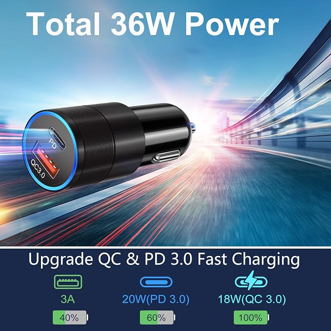 USB C Car Charger 5 Pack, Bangfun 36W Dual 12V USB C & USB A Car Charger Adapter QC+PD 3.0 Fast Charging Cigarette Lighter for iPhone 15 14 13 12 11 Pro Max,Samsung S24 S23 S22,Google Pixel, Android