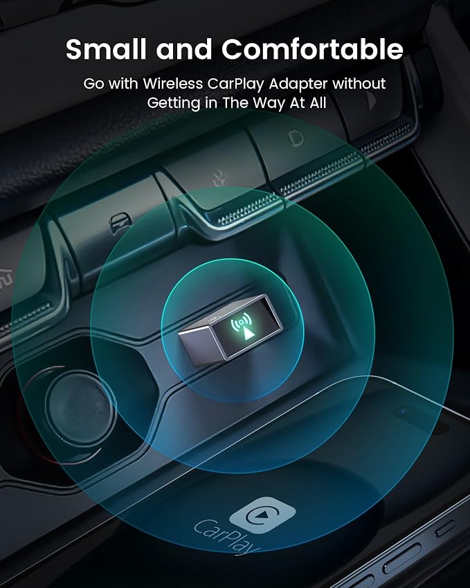 Wireless Carplay Adapter for iPhone - Plug & Play Convert Wired to Wireless CarPlay for Cars from 2016 and iOS 10+, No Latency Mini USB Type A Black