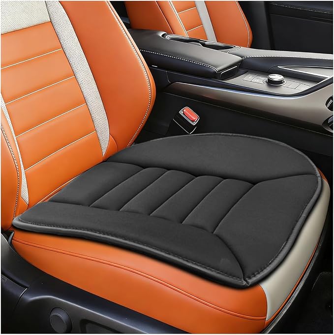Craedli Car Seat Cushion Pad, Memory Foam Automotive Seats Cushion with Non-Slip Silicone Bottom, Comfort Breathable Pain Relief Vehicle Seat Protector for Home and Office Chairs (Black)