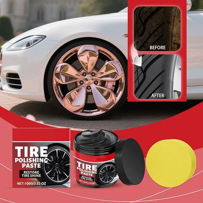 Car Tire Shine with Sponge - 100g Tire Shine Paste | Automotive Wheel Protectant | Wheel Shines Tires Polishing Paste for Cars Trucks Motorcycles RVs & More