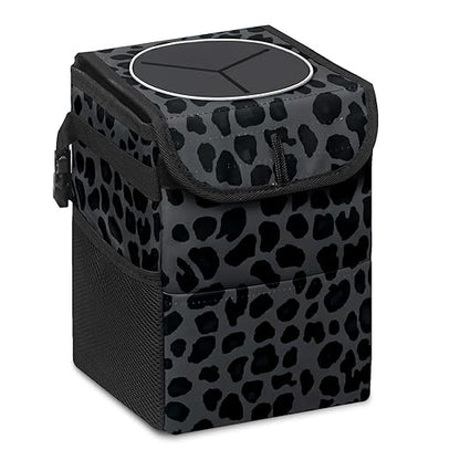 Car Trash Can – Multi-Purpose, Lightweight and Portable with Durable Water-Resistant Coating, No Installation Required, Practical and Ample Capacity, Variety of Colors.Black Leopard Print