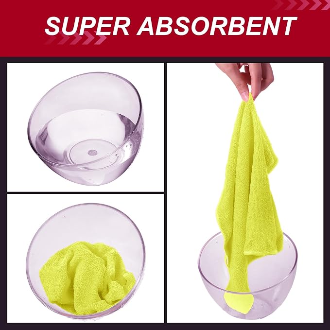 Oudain 200 Pcs Microfiber Cleaning Cloth 16x16 Inch Microfiber Towels for Car Ultra Absorbent Cleaning Rags Reusable Lint Free Streak Free Detailing Towel for Car Washing Drying Dusting (Yellow)