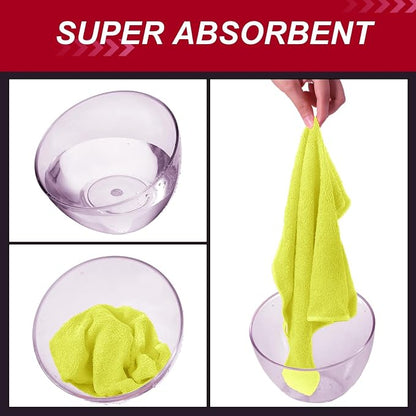 Oudain 200 Pcs Microfiber Cleaning Cloth 16x16 Inch Microfiber Towels for Car Ultra Absorbent Cleaning Rags Reusable Lint Free Streak Free Detailing Towel for Car Washing Drying Dusting (Yellow)