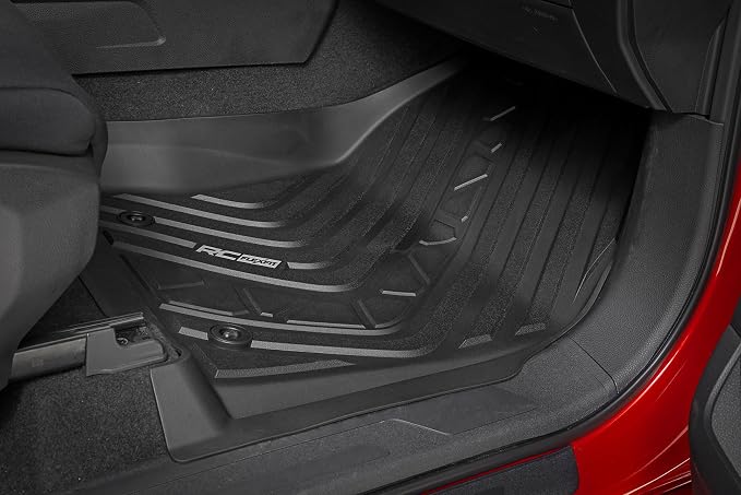 Rough Country Flex-Fit Front Floor Mats for Toyota Tundra (2022–2025) Crew Cab - Custom All-Weather Non-Slip TPE Liners w/Spill Saver Lip