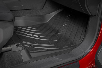 Rough Country Flex-Fit Front Floor Mats for Toyota Tundra (2022–2025) Crew Cab - Custom All-Weather Non-Slip TPE Liners w/Spill Saver Lip
