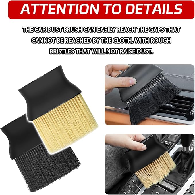 Automotive Interior Dusting Brush, Car Interior Cleaning Brush, Car Detailing Brush, Ultra-Soft Bristles Duster Brush for Car Interior, Dashboard, Leather, Baseball Umpire Gear Brush (Yellow)