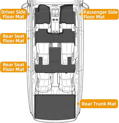 Floor Mats for Chevy Suburban 2021-2026, Suburban Floor Mats 7 Seats (2 Row Bucket Seats), for Cadillac Escalade ESV Bucket, for GMC Yukon XL Bucket (ONLY XL), TPE Non-Slip Summer Winter