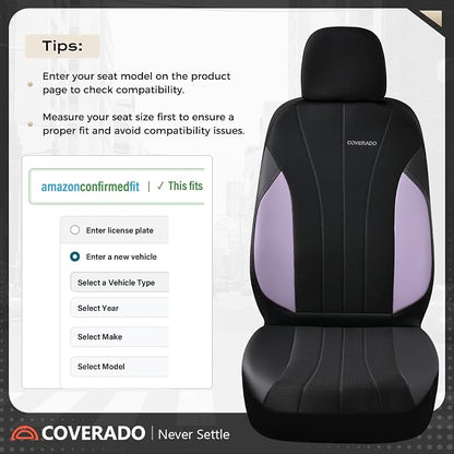 Coverado Seat Covers Full Set, Automotive Car Seat Covers 5-piece, Car Protectors 5 Seats for Car, Purple Auto Seat Covers Spill-Proof Design Universal Fit for SUV, Vans, Sedan, Truck