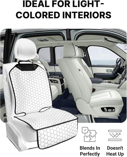 Owleys Set Seat Back Organizer & Car Seat Protector Hexy Waterproof & Non-Slip Protector for Child Car Cushion for Leather and Fabric Seats (White)