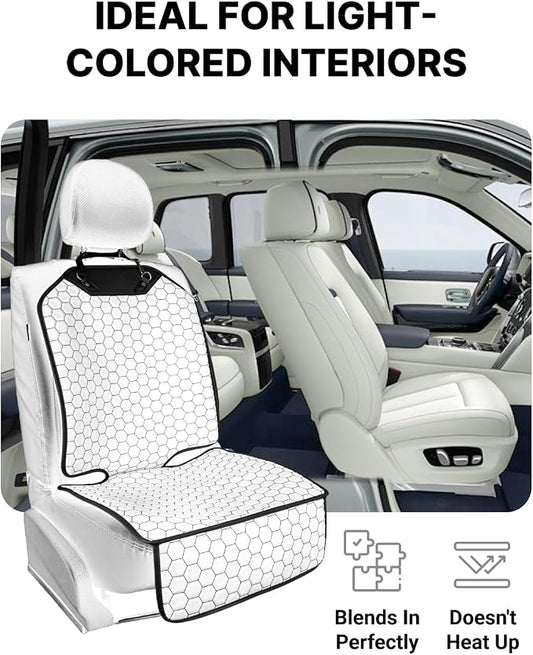 Owleys Set Seat Back Organizer & Car Seat Protector Hexy Waterproof & Non-Slip Protector for Child Car Cushion for Leather and Fabric Seats (White)