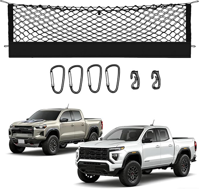 Truck Bed Cargo Net Truck Netting Custom Fit for Chevrolet Colorado & GMC Canyon 2026 2025-2023 Pickup Tailgate Organizer Net Heavy-Duty Elastic Truck Storage Grocery Mesh Net-Envelope Style