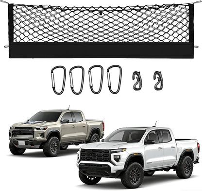 Truck Bed Cargo Net Truck Netting Custom Fit for Chevrolet Colorado & GMC Canyon 2026 2025-2023 Pickup Tailgate Organizer Net Heavy-Duty Elastic Truck Storage Grocery Mesh Net-Envelope Style