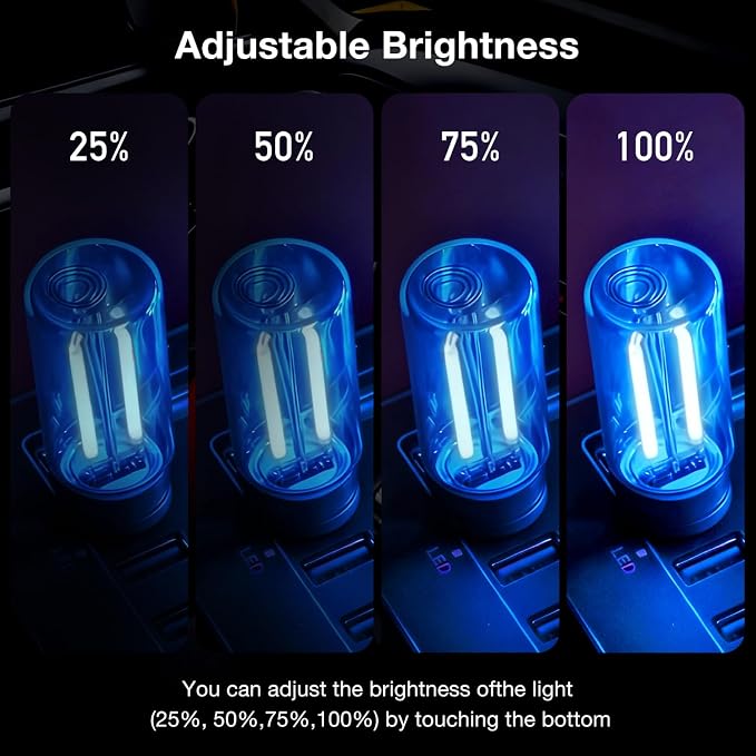 2 PCS USB Lights, Plug-in Retro Car Atmosphere Night Light with Touch Dimmable, Portable Mini Glass Bottle LED Bulb for Car Interior Bedroom Hallway Camping Holiday Decoration (Blue & Red)