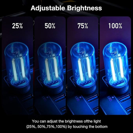 2 PCS USB Lights, Plug-in Retro Car Atmosphere Night Light with Touch Dimmable, Portable Mini Glass Bottle LED Bulb for Car Interior Bedroom Hallway Camping Holiday Decoration (Blue & Red)