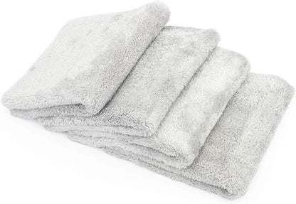 The Rag Company - Eagle Edgeless 500 (4-Pack) Professional Korean 70/30 Blend Super Plush Microfiber Detailing Towels, 500GSM, 16in x 16in, Ice Grey