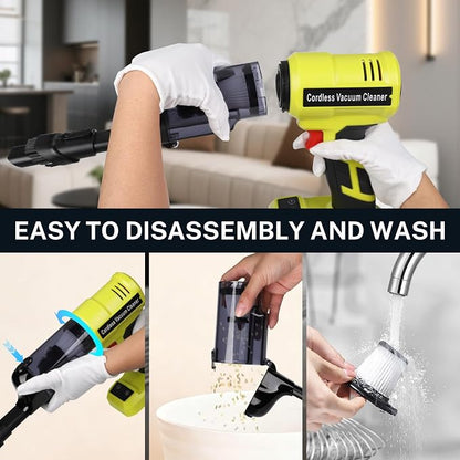 YEX-BUR Cordless Handheld Vacuum for Ryobi 18V Battery(Tool Only), 240W Powerful Car Vacuum with Brushless Motor, 3-Speed, 5 Filters, Portable Vacuum Cleaner for Home Office Car Pet