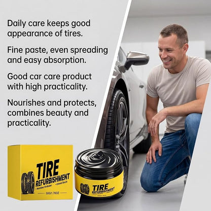 Tire Paste - 50g Premium Tire Dressing Wax, Long Lasting Shine Nourish Formula | Vehicle Wheel Cleaning Scratch Repair for Car Truck Motorcycle Exterior Rim Enhancement
