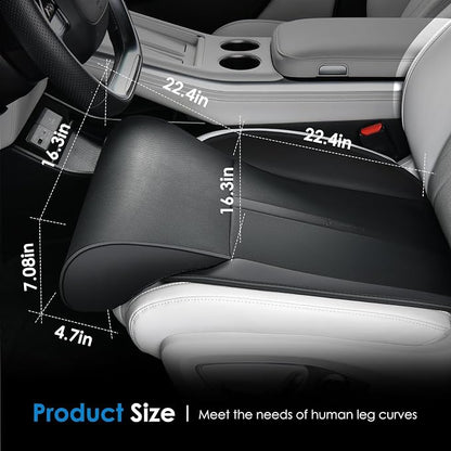 FLORICH Car Seat Extender Leg Support Cushion for Driver Seats Office Chair, Leather Memory Foam Widened seat Cushion for Long Drivers Universal Car Seat Cushion Legs Rest Pads-Light Black