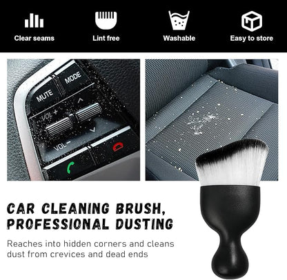 Ziciner 2 PCS Car Detailing Brush, Curved Soft Bristles Auto Removal Dust Collectors, Universal Vehicle Dashboard, Air Conditioner Vents etc Interior Cleaning Tool Accessories (White/Black)