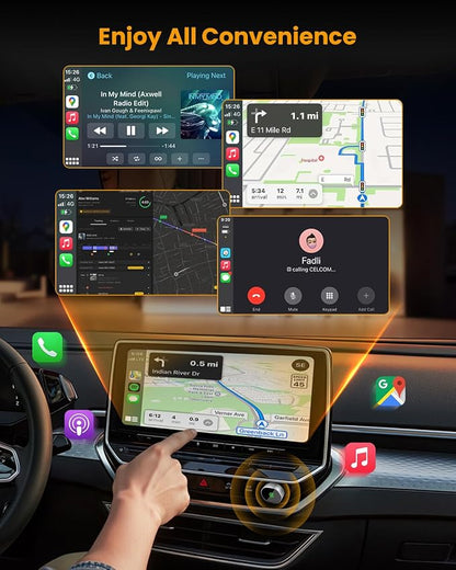 Wireless CarPlay & Android Auto Adapter: BANKKY Ultra Mini 2-in-1 Dongle Converts Wired to Wireless Fast Auto-Connect for iPhone Dual-Band Low Latency Stable Connection for Apple iOS 10+, Android 11+