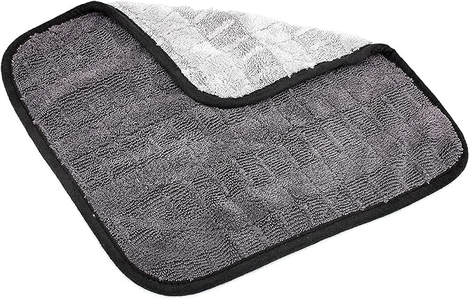 The Rag Company Gauntlet Car Drying Towel, Ultra-Absorbent 70/30 Blend Korean Microfiber, Dries Vehicles Faster Without Scratching, 900 GSM, 12x12 Inches, Ice Grey/Grey, 3-Pack
