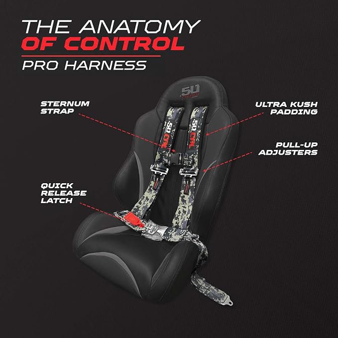 1pc 4 Point Harness for Bucket Seat, Push Release, 10 Color Options, Racing Harness, Race Car, Off Road, UTV, RZR [6008A7]