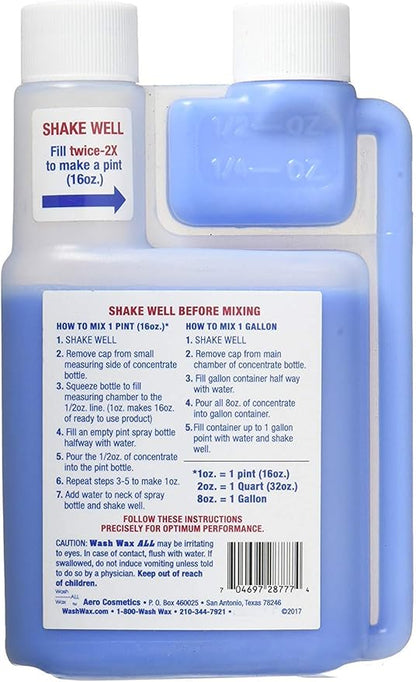 Wet or Waterless Car Wash Wax 8oz Concentrate [Makes 1 Gallon of Wash Wax ALL] Aircraft Quality for Car, RV, Boat, Motorcycle Use Anywhere, Anytime, Home, Apartments, School, Garage, Parking Lots