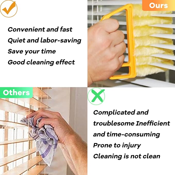 AOCEAN 4 Pcs Blind Cleaner Duster Tool, 7-Finger Dusting Cleaner Tool for Window & Air Vent, Washable Handheld Microfiber Duster Blinds Air Conditioner Fan Keyboard Duster Dirt Tool