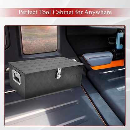 30''Inch Aluminum Truck Tool Box Truck Bed Toolbox Truck Trailer Chest Box Underbody Storage Organizer Waterproof Square Storage Organizer w/Side Handle Lock & Keys Black(‎30" Lx13 Wx10 H)