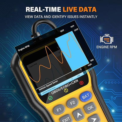 BluSon YM319 OBD2 Scanner Diagnostic Tool with Battery Tester, Check Engine Fault Code Reader with Live Data, Cloud Printing, DTC Lookup, Freeze Frame, Scan Tool for All OBDII Protocol Cars Since 1996