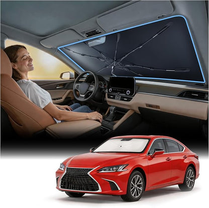 Nmoiss [Vinyl Coating Heat Shield] Windshield Sun Shade Umbrella Custom for Lexus ES, Protect Car from Sun Rays & Heat Damage Keep Cool and Protect Interior