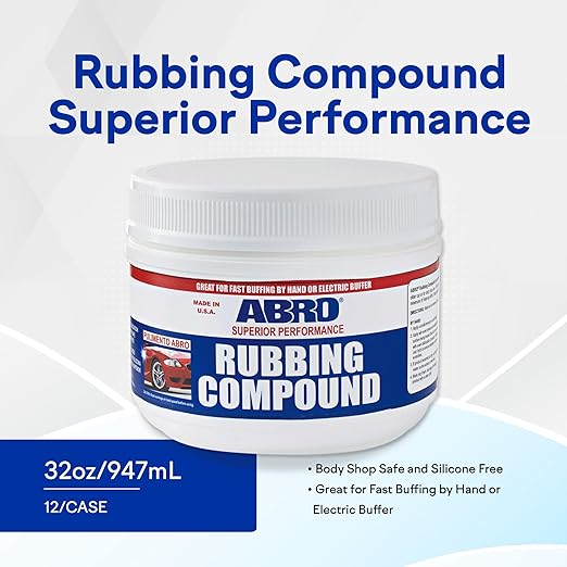 ABRO Rubbing Compound 10 oz — Fast-Cut Car Scratch Remover & Buffing Compound for Oxidized Paint, Scuffs, Swirl Marks, Dull Finish, Paint Correction & Auto Detailing