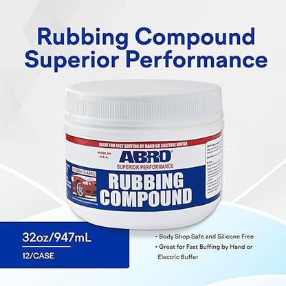 ABRO Rubbing Compound 10 oz — Fast-Cut Car Scratch Remover & Buffing Compound for Oxidized Paint, Scuffs, Swirl Marks, Dull Finish, Paint Correction & Auto Detailing