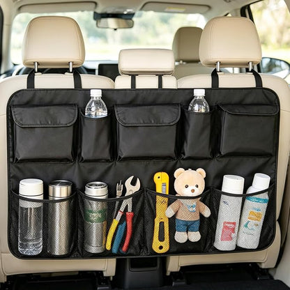 Car Trunk Organizer Large Capacity Back Seat Car Organizer with 8 Pockets Collapsible Car Storage Bag for SUV, Truck, MPV 42.5"*20" - Car Accessories Black