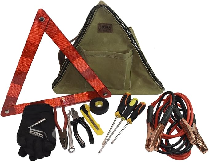 Waterproof Waxed Canvas Emergency Case For Roadside Preparedness Travel, RV, Camping, Car Handmade by Hide & Drink
