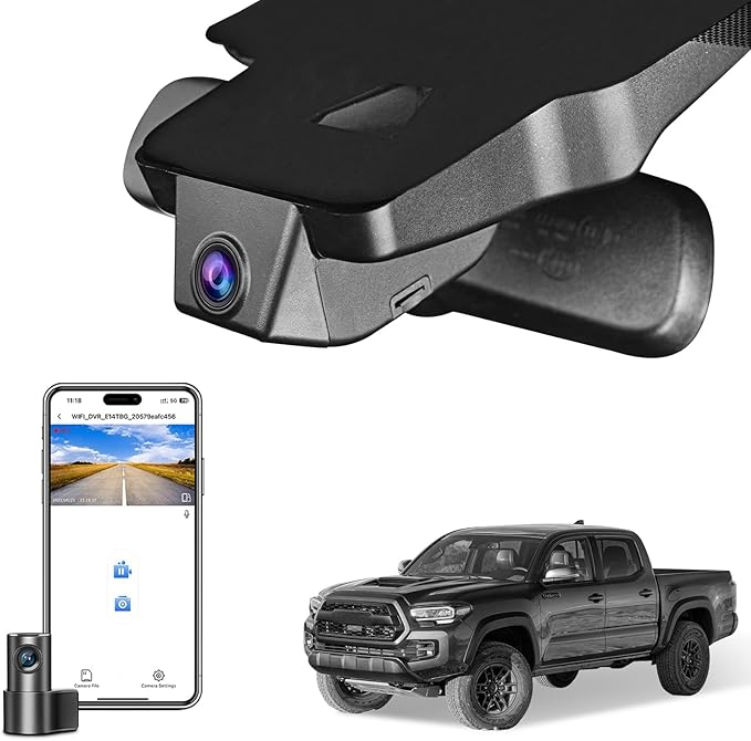 Mangoal Front 4K & Rear 1080P Dash Cam Custom fit for Toyota Tacoma 2018 2019 2020 2021 2022 2023(Model A), Limited TRD Sport Off-Road Pro SR5 SR, Integrated OEM Look, App & WiFi, GPS, 128GB Card
