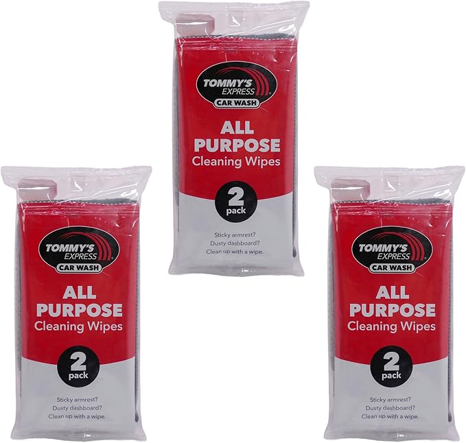 Tommy's Express Interior Cleaning Detail Kit 3 Pack | Microfiber Cloth, 2 Shop Towels, 2 All-Purpose Wipes, 2 Glass Streak-Free Wipes