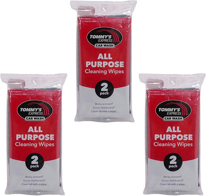 Tommy's Express Interior Cleaning Detail Kit 3 Pack | Microfiber Cloth, 2 Shop Towels, 2 All-Purpose Wipes, 2 Glass Streak-Free Wipes