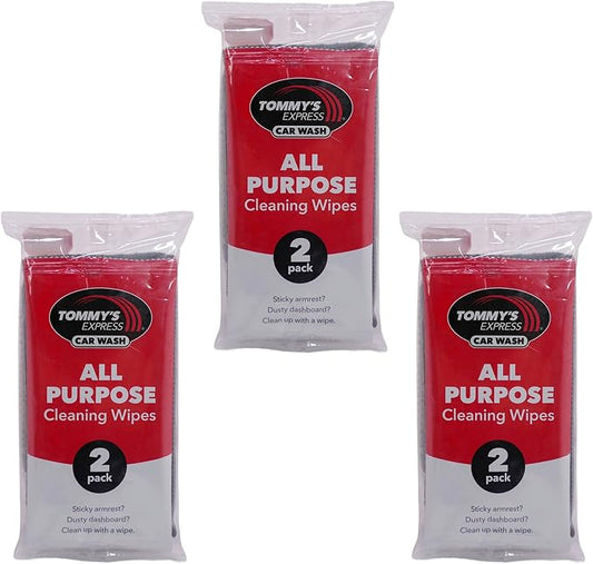 Tommy's Express Interior Cleaning Detail Kit 3 Pack | Microfiber Cloth, 2 Shop Towels, 2 All-Purpose Wipes, 2 Glass Streak-Free Wipes