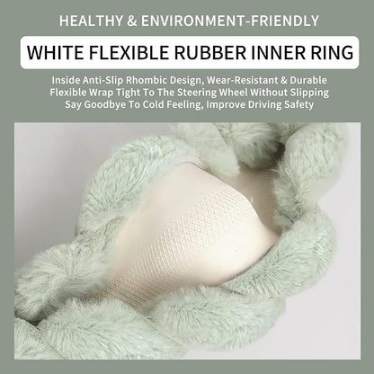 HighnessHwoo Luxury Fluffy Winter Car Steering Wheel Cover for Women Soft Warm Plush Cute Auto Accessories for Vehicle, Sedan, Universal, Fuzzy, Anti Slip, Pink, Standard Size, 14.75-15.15"