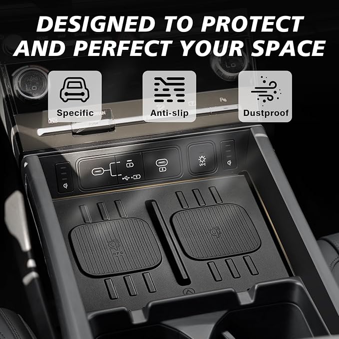 Muslogy Center Console Inserts Compatible with 2024 2025 2026 Hyundai Santa Fe Accessories, Center Console Wireless Charger Protective Mat Liner Anti-Slip Phone Charge Area Charging Protection