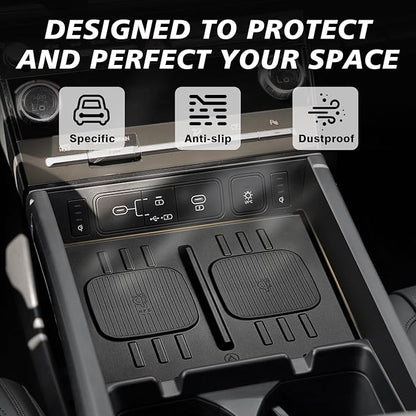 Muslogy Center Console Inserts Compatible with 2024 2025 2026 Hyundai Santa Fe Accessories, Center Console Wireless Charger Protective Mat Liner Anti-Slip Phone Charge Area Charging Protection